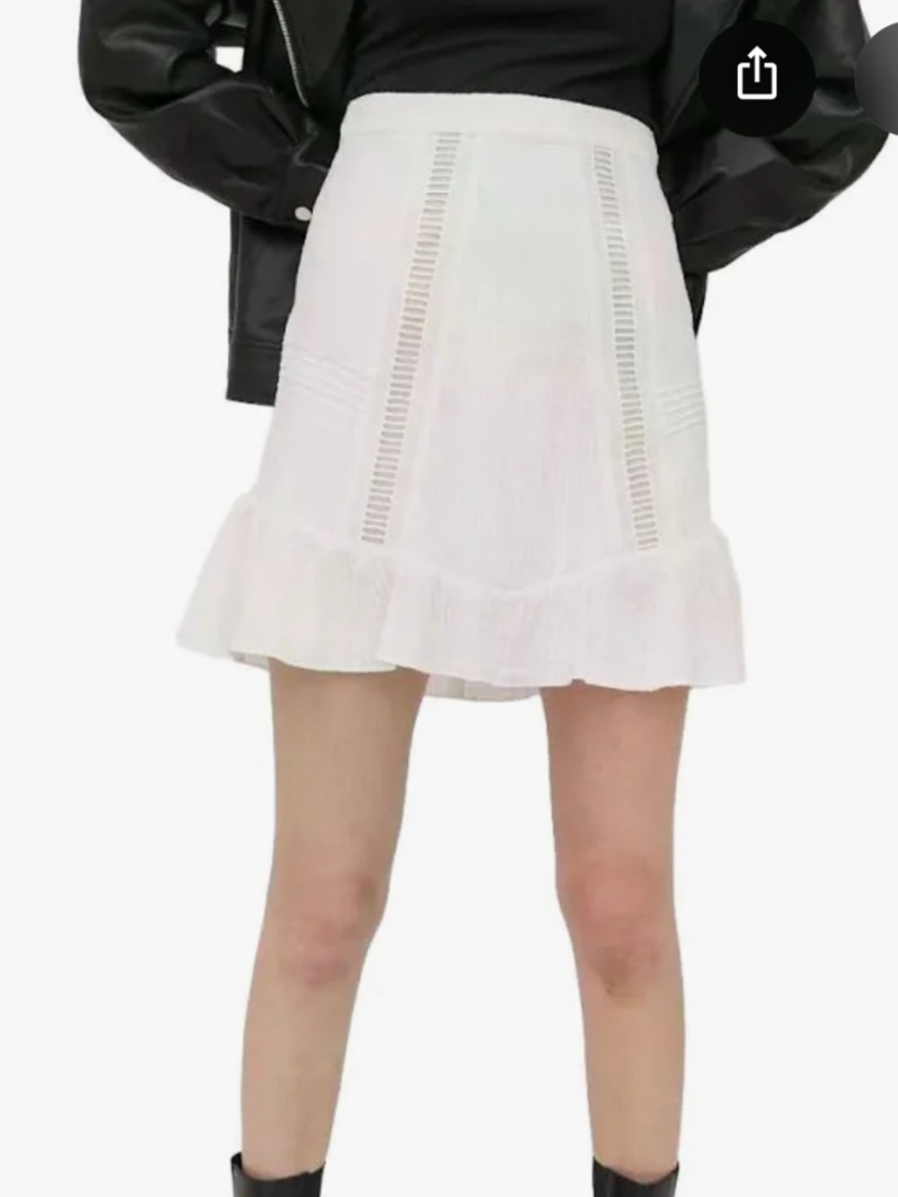 The Kooples White Tiered Eyelet Mini Skirt